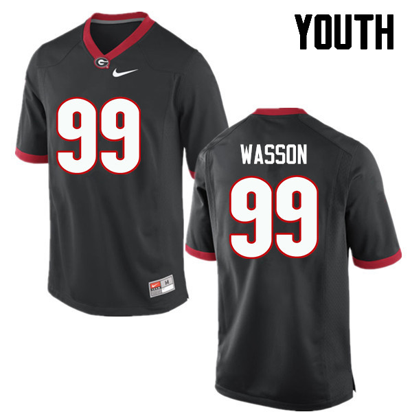 Georgia Bulldogs Youth Mitchell Wasson #99 Black Stitched College UGA Football Jersey 23RE014WJ